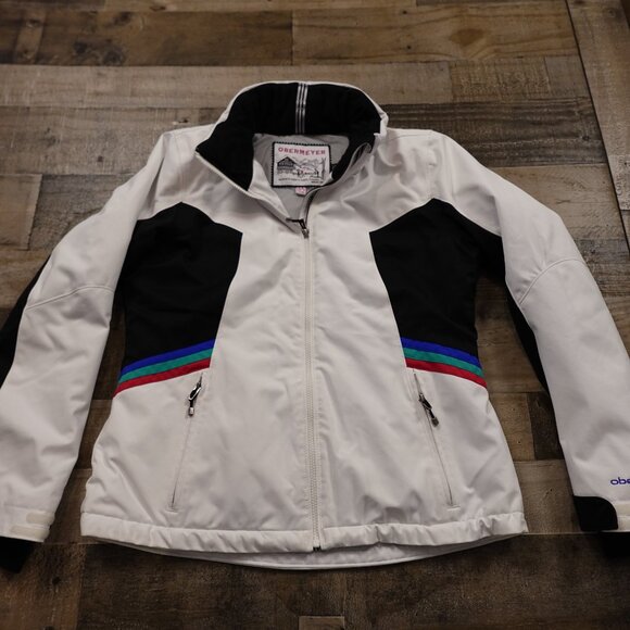 Obermeyer ski snow jacket women's 12 white triple striped Thermore insulation - Picture 7 of 16